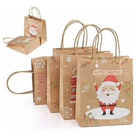 Lot de 24 Sacs Cadeaux en Papier avec Poignée Pochettes de Noël - 26cm x 21cm x 10cm (1/5)