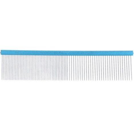 Peigne en acier pour animaux de compagnie, 2 densités différentes, antistatique, avec extrémités arrondies, pour poils longs et courts, bleu, 22 cm/8,7 po