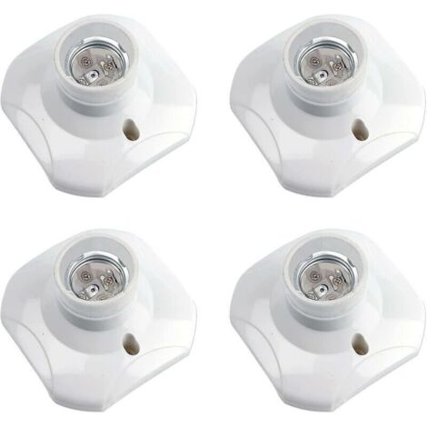 Douille Plafond E27 à Visser, Douille E27 Garage, AC 220-240V, Support Douille pour Ampoule LED, Base Plafonnier Culot E27, Base de Lampe Plastique Blanche pour Lampe au Mur, lot de 4