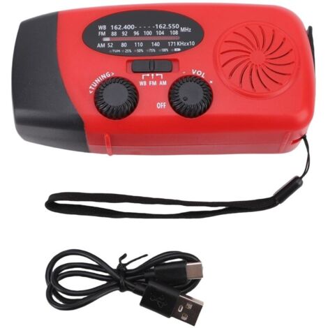 Radio météo à manivelle d'urgence AM FM NOAA, manivelle solaire avec lampe de poche LED, fonction SOS, 10000mah