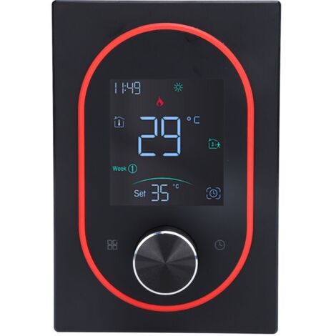 Thermostat couleur intelligent LCD bouton programmable contrôle écran tactile chauffage électrique avec application pour maison hôtel bureau AC 95 V à 240 V noir modèle normal