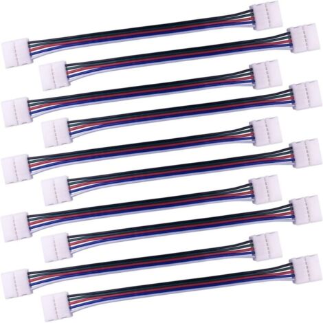 10pcs Câble connecteur RGBW 5 Broches Lampe Bande LED de 10mm Convertisseur de lumière Ruban LED sans Soudure Adaptateur pour connecter 2 Bandes LED SMD 5050 RGBW Ensemble-17cm Long