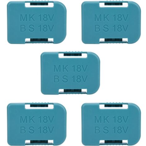 Lot de 5 supports de rangement pour batterie au lithium, fente pour ceinture, pour appareils de fixation Makita 18 V, cyan