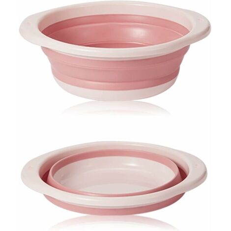 bassine Retractable, bassine Pliable, Bol à Vaisselle Rond Pliable Moyen Multifonctionnel, Bol Pliable Portable Peu encombrant pour Laver Les légumes, la Vaisselle, sous-vêtement (Rose)