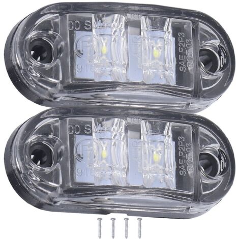 Feu de position latéral 10-30V 2LED, clignotant haute luminosité pour voitures camions remorques RVsWhite