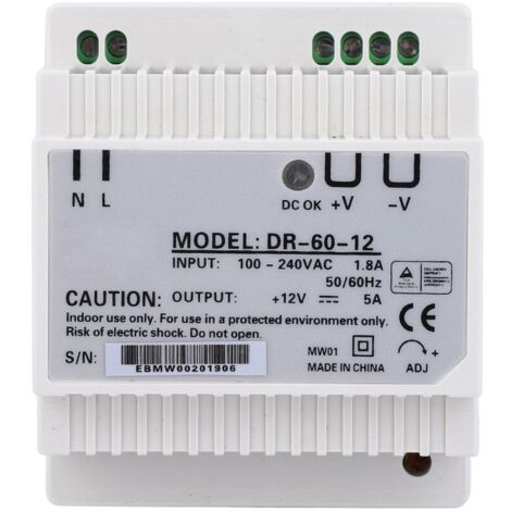 Alimentation électrique DR-60-12, haute précision, sortie unique, PWM, Rail Din 60W (1/5)