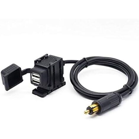 DIN Hella Adaptateur d'alimentation de prise de chargeur USB double moto 2.1A avec câble de 1.8m pour téléphone / iPhone / GPS SatNav (1/4)