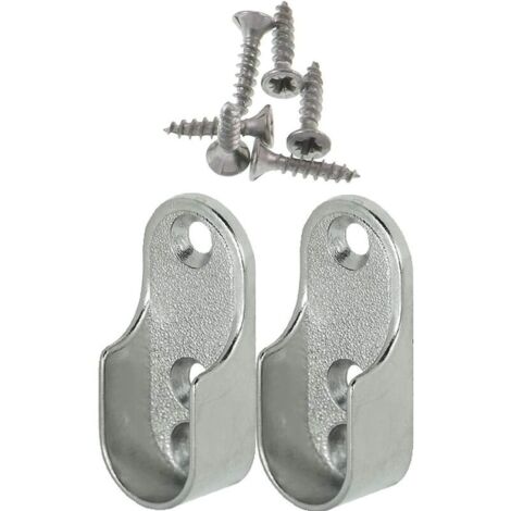 Rail Suspension Meuble Ovale OVA 2 Pièces - Support de tube d'armoire penderie pour barre ovale Acier Nickelé Tringle Cintre Fixation Support de barre de penderie en métal