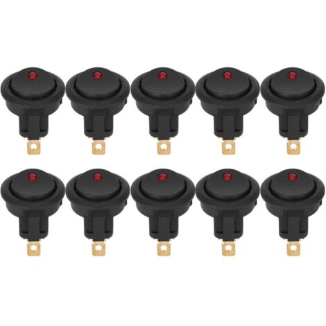 Interrupteur SPST étanche à bascule ronde marche/arrêt 12V, 10 pièces, projecteur LED, borne argentée à 3 broches (1/5)