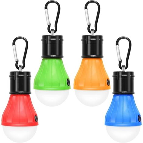 Lot de 4 lampes LED de camping, randonnée, pêche, éclairage de secours étanche, alimenté par batterie, éclairage LED intérieur et extérieur.