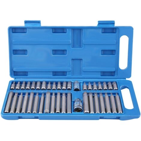 40Pcs Kit d'Outils Embouts de Douilles en Hexagonale Torx,Entraînement 1/2 Pouce 3/8 Pouce (1/5)