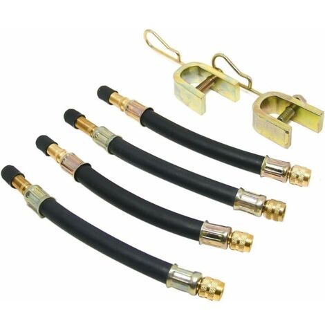 Lot de 4 Tire Valve Extension Pneu Flexible Tuyau Valve 150mm avec 2 Supports
