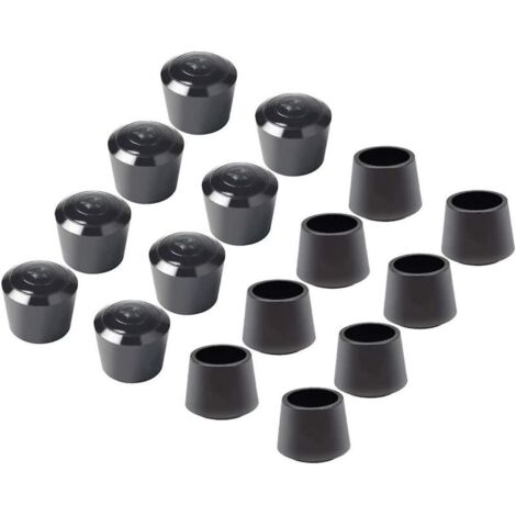 Lot de 16 embouts de protection pour chaises – Caoutchouc noir – Diamètre intérieur 22 mm – Réduction du bruit et protection des sols