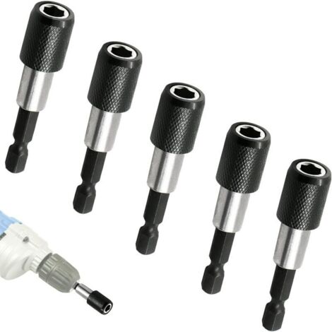 5 Pièces Porte Embout Magnetique, 1/4" 60mm Porte Embout Visseuse a choc, pour cloison sèche et enfoncer des vis à montage rapide dans des plaques de plâtre
