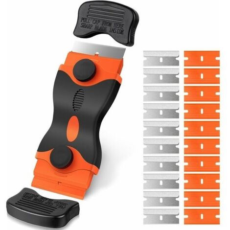 Grattoir Pour Table De Cuisson En Verre, Y Compris 20 Lames De Grattoir De Rechange, Grattoir De Nettoyage Multi-usages Pour Gratter Les étiquettes, Décalcomanies, Autocollants, Calfeutrage