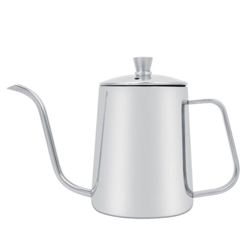 Bouilloire à col de cygne, cafetière exquise portative moderne en acier inoxydable couleur argent longue pour la cuisine de café-boutique (1/5)
