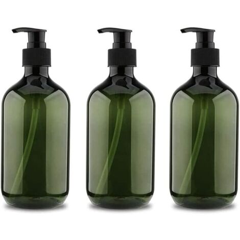 Lot de 3 flacons pompe 500ml – Distributeurs de savon rechargeables – Conception étanche – Pompe anti-goutte – Plastique PET durable - 5ooml
