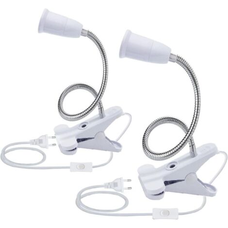 2PCS Base de Lampe de Table à LED E27 Douille d’ampoule à Pince Base de Support de Lampe à Col de Cygne Base Clip de Lampe pour Table avec Interrupteur 360° Lampe Prise pour Lecture,Maquillage