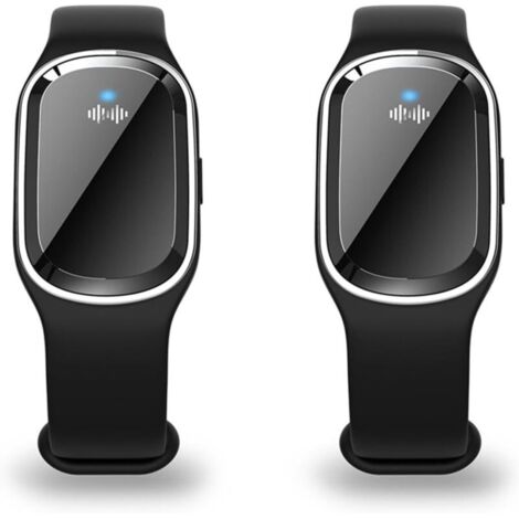 Lot de 2 Bracelet anti-moustiques à ultrasons, bracelet électronique anti-moustiques avec câble de charge USB (Noir)
