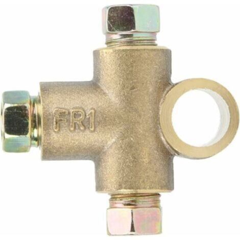 Connecteur de tuyau en T de ligne de frein en forme de T adaptateur 3 voies avec 3 écrous mâles Union courte M10 tuyau 3/16 pouces 10mm+raccord circuit de freinage 3 voie flexible (1/4)