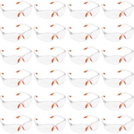 Lot de 24 Lunettes de Sécurité Transparentes - Lunettes de Protection avec Verres en Plastique, Pont-de-Nez et Embouts de Branches en Caoutchouc pour Plus de Confort - Lunette Transparente PPE (1/5)