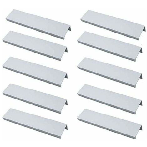 Lot de 10 poignées de meuble invisibles en aluminium brossé – Entraxe 96mm – Résistance à la rouille – Installation facile avec vis fournies