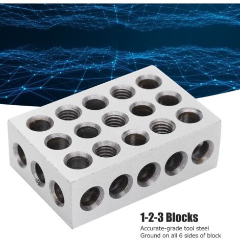 1 paire de blocs 1-2-3, 23 trous assortis, machiniste 0,0002 pouces, gabarit 123, fourniture industrielle ultra précise