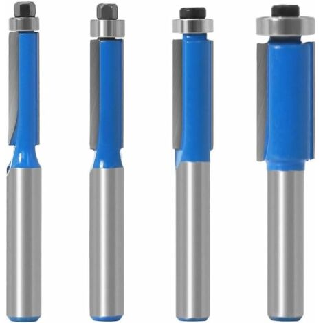 4Pcs Fraise à Copier 8 MM Outils de Fraisage de Menuiserie Bricolage de Coupe avec Roulement Supérieur, Queue Garniture Affleurante Routeur