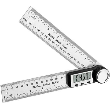 Règle D'Angle Numérique Rapporteur d'Angle Numérique 2 en 1 avec HOLD/Rev Inversion Zéro 200mm Mesure Angle en Acier Inoxydable avec Affichage LCD Mm/Inch pour le Travail du Bois Construction