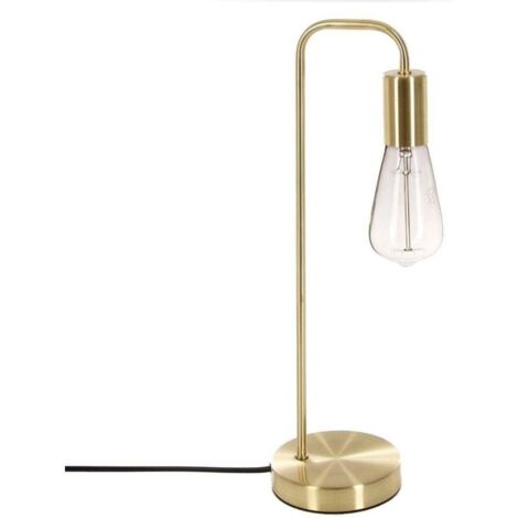 Lampe à Poser, Dorée, H 45 cm, Design Industriel en Métal - Pour Bureau, Chambre, Salon [Classe énergétique A] (1/3)