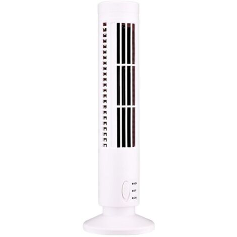Mini ventilateur tour sans pales USB, 2 vitesses et modes de vent, debout, pour chambre à coucher, salon, bureau à domicile, blanc (1/3)