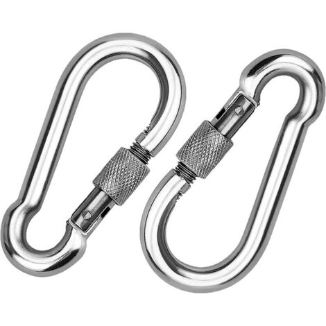 2 Pièces 304 Mousqueton en INOX, Mousqueton à Vis en Acier INOX, Mousqueton en Acier INOX, pour Accrocher des Cordes, des Chaînes, des Ceintures, des Câbles