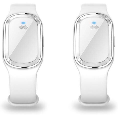 Lot de 2 Bracelet anti-moustiques à ultrasons avec câble de charge USB, convient pour adultes et enfants (Blanc)