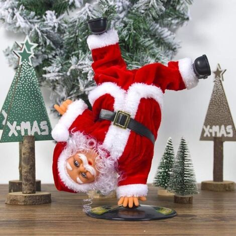 Danse Chantant Père Noël Électrique Rouge Père Noël Figurine De Noël Appui Rotatif Danse De Rue Chantant Poupée De Noël Musique Jouet Cadeau Décoration