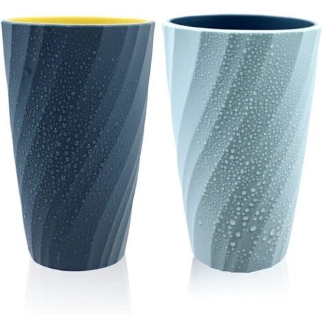 Lot de 2 gobelets de salle de bain incassables, doux et durables, gobelet de salle de bain pour brosse à dents (bleu clair et bleu foncé)