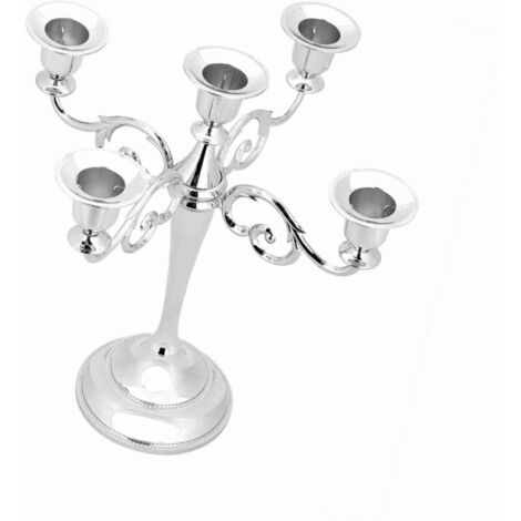 Chandelier Vintage à 5 bras, artisanat en métal, support de bougie, décoration de fête de mariage, de maison, argent