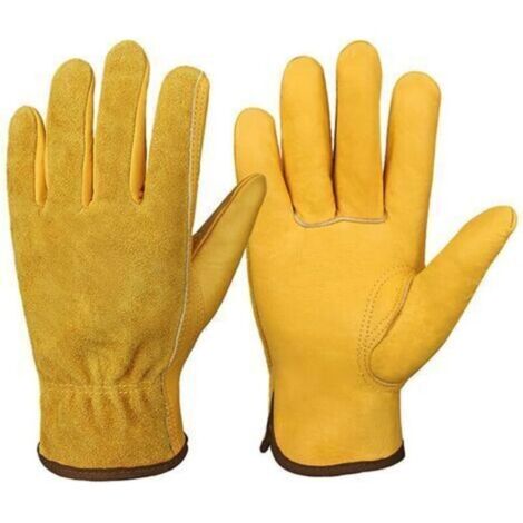 Gants de Jardinage en Cuir de Vachette - Flexibles Cuir Gants de Travail - Résistants aux Épines Gants de Jardinage Gants de Soudeur pour Homme et Femme