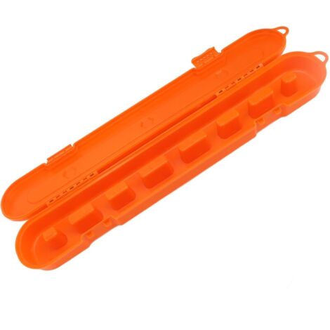 Boîte de rangement de chaîne de tronçonneuse, organisateur en plastique de grande capacité, mallette de transport de scie électrique Orange (1/5)