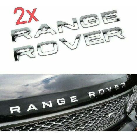 Chrome Range Rover Front Grill Bonnet Badge Emblem Bonnet And Back Boot Lettering Badge (pack Of 2) (1/5)