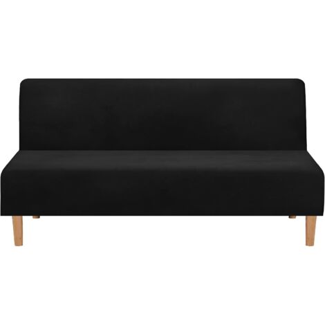Housses de canapé Housse de canapé convertible sans accoudoirs, en velours extensible, épaisse, douce, confortable, pour canapé-lit, canapé lit pliable (velours épais Noir)