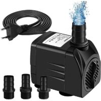 AIDUCHO Pompe Eau Submersible, 65w 3000l / H Mini Pompe Aquarium,Ajustable Pompe Fontaine Pour Étang Fontaine Réservoir De Poissons Avec 3 Buses, Cordon De 3m (Bruit De 20 À 30 Db)