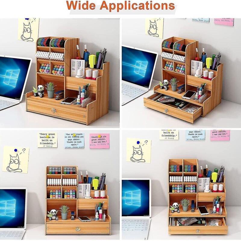 MDesign Boîte Organiseur Bureau Portable Jaune Clair – Rangement Stylos, Couture, Loisirs Créatifs