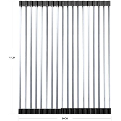 Egouttoir Vaisselle, Egoutoir Vaisselle Cuisine, Rangement et Organisation de Cuisine, Séche Vaisselle Pliable et Amovible, Accessoire Maison Pratique (Noir, 47 x 34 cm) (1/5)