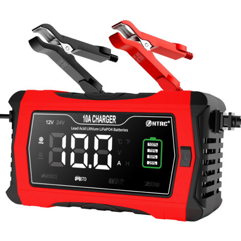 Chargeur de batterie 10A 12V/24V – Mainteneur automatique pour batteries plomb-acide et lithium LiFePO4 – Étanchéité IP54 – Courant 60A (1/5)