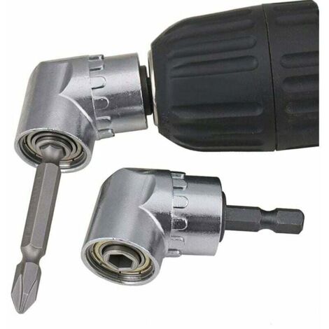 Tournevis Porte-Adaptateur 105 Degrés Perceuses à Angle Droit Pilote et Tournevis Adaptateur Renvoi d'angle pour Visseuse Hexagonal 1/4 '' Accessoires pour Tournevis, 6,35MM