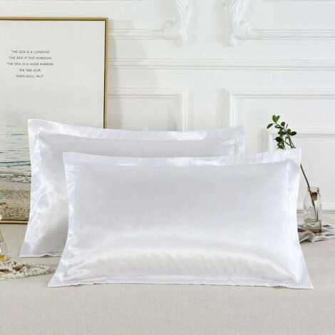 Alovez – Lot de 2 taies d'oreiller en soie de mûrier – Taille standard 4670cm – Douce et lisse pour santé des cheveux et de la peau – Blanc