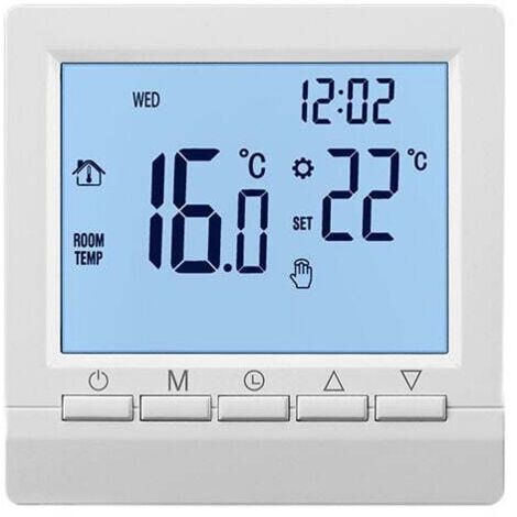 Alovez – Thermostat radiateur électrique manuel 16A – Affichage négatif blanc sur noir – Programmation 5+2 semaines – Fonction antigel