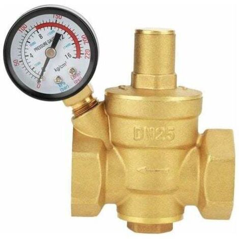 Régulateur De Pression, Laiton Régulateur De Pression, Dn25 Réglable En Laiton Régulateur De Pression D'eau Réducteur Avec Compteur De Jauge