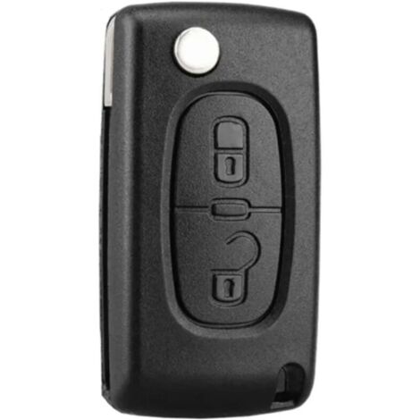 Coque clé à rabat pliable 2 boutons pour Peugeot 207 307 308 407 408 3008 5008 – Compatible Citroën C2 C3 C4 C5 C6 C8 – Remplacement clé CE0523 (1/5)