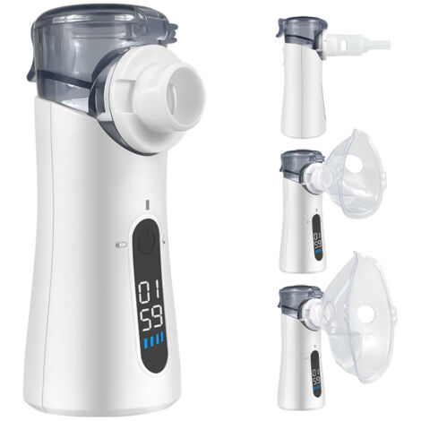 Ensemble de nébuliseur portable pour adultes et enfants, nébuliseur à pulvérisation avec fonction autonettoyante, atomisation ultra-silencieuse et efficace adaptée à un usage domestique et en voyage (1/5)